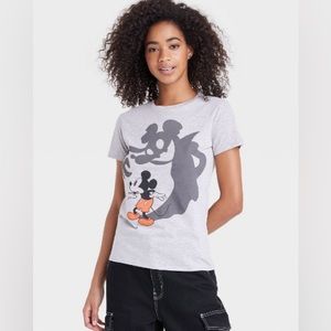 Women's Disney Mickey Mouse Shadow Short Sleeve Graphic T-Shirt - Heather Gray S